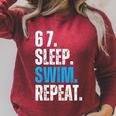 67 Sleep Swim Repeat Swimming Swimmer 67 Meme Raglan Sleeve Sweatshirt Heather Dust