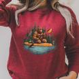 Bigfoot Kayak Paddling Lake Canoe Bigfoot Sasquatch Kayaking Raglan Sleeve Sweatshirt Heather Dust