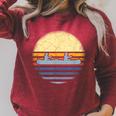 Canoe Canoeing Vintage Sunset Raglan Sleeve Sweatshirt Heather Dust