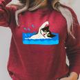 Cat Swimming Pool Raglan Sleeve Sweatshirt Heather Dust