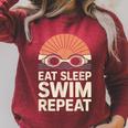 Eat Sleep Swim Repeat Swimmer Swimming Raglan Sleeve Sweatshirt Heather Dust
