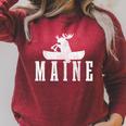 Maine Canoe Kayak Moose USA America Souvenir Raglan Sleeve Sweatshirt Heather Dust