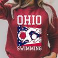Ohio Flag Swimming Team Swim Swimmer US State Raglan Sleeve Sweatshirt Heather Dust