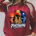 Portaging Canoe Wilderness Adventure Scenic Graphic Raglan Sleeve Sweatshirt Heather Dust
