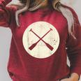 Retro Vintage Canoe Paddles Crossing Canoe & Kayaking Raglan Sleeve Sweatshirt Heather Dust