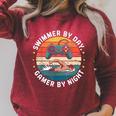 Swimmer By Day Gamer By Night Swimming Vintage Gaming Swim Raglan Sleeve Sweatshirt Heather Dust Swimmer By Day Gamer By Night Swimming Vintage Gaming Swim Raglan Sleeve Sweatshirt Heather Dust