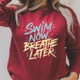 Swimmer Saying Swim Team Swimming Raglan Sleeve Sweatshirt Heather Dust