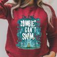 Swimming Quote Zombies Can't Swim For Swimmer Raglan Sleeve Sweatshirt Heather Dust