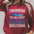 Swimming Only Sport Where The Coach Swimmer Swim Team Raglan Sleeve Sweatshirt Heather Dust