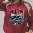 USA Canoe Kayak Paddling American Flag Emblem Raglan Sleeve Sweatshirt Heather Dust