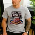 4th July BBQ Dad American Flag Brisket Smoke Men's Casual T-Shirt Sport Grey