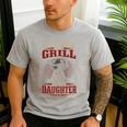 BBQ Dad Don't Touch My Grill Or My Daughter Men's Casual T-Shirt Sport Grey