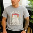 BBQ Dad Joke Retro Vintage I'Ll Feed All You Fuckers Men's Casual T-Shirt Sport Grey