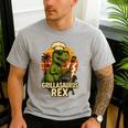Grilling Dinosaur Grillasaurus T-Rex BBQ Dad Joke Men's Casual T-Shirt Sport Grey