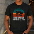 BBQ Dad I Rub My Meat Before I Stick It In Offset Smoker Pit Men's Casual T-Shirt Dark Grey
