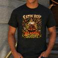 Eatin Beef Blastin Queefs BBQ Dad Grill Cookout Meme Men's Casual T-Shirt Dark Grey Eatin Beef Blastin Queefs BBQ Dad Grill Cookout Meme Men's Casual T-Shirt Dark Grey