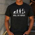 Grill Eat Repeat BBQ Dad Evolution Barbecue Men's Casual T-Shirt Dark Grey