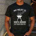 My Meat Is 100 Going In Your Mouth BBQ Dad Grilling Men's Casual T-Shirt Dark Grey