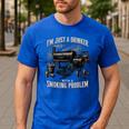 I'm Just A Drinker With A Smoking Problem Grilling BBQ Dads Men's Casual T-Shirt Royal Blue