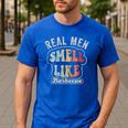 Real Men Smell Like Barbecue Grilling BBQ Dad Graphic Men's Casual T-Shirt Royal Blue