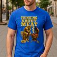 Thinking About Meat BBQ Dad Humor Raglan Baseball Tee Men's Casual T-Shirt Royal Blue