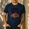 4th July BBQ Dad American Flag Brisket Smoke Men's Casual T-Shirt Navy