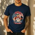 Backyard BBQ Dad Grill Boss Patriotic Fourth Of July Barbecu Men's Casual T-Shirt Navy