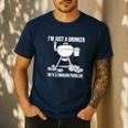 I'm Just A Drinker With A Smoking Problem BBQ Dads Grilling Men's Casual T-Shirt Navy I'm Just A Drinker With A Smoking Problem BBQ Dads Grilling Men's Casual T-Shirt Navy