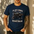 I'm Just A Drinker With A Smoking Problem Grilling BBQ Dads Men's Casual T-Shirt Navy