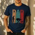 Vintage BBQ Dad Silhouette Father's Day Retro Men's Casual T-Shirt Navy