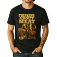 Thinking About Meat BBQ Dad Humor Men's Casual T-Shirt Black