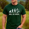 Grill Eat Repeat BBQ Dad Evolution Barbecue Men's Casual T-Shirt Forest
