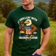 Grillin’ Eagle BBQ Dad 4th Of July Father’s Day Men's Casual T-Shirt Forest