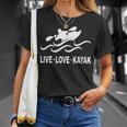 Women's Kayaking Live Love Kayak Kayaker Canoe Boat Paddling Lover T-Shirt Gifts for Her