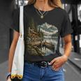 Women's Lakeside Canoe Cabin Escape Scene T-Shirt Gifts for Her Women's Lakeside Canoe Cabin Escape Scene T-Shirt Gifts for Her