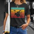 Women's Retro Drum Kit Silhouette With Color Stripes T-Shirt Gifts for Her