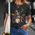 Women's Skeleton Drummer Skull Drum Kit Halloween T-Shirt Gifts for Her