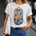 Find Peace Paddle On Canoe Mountain Sunset T-Shirt Gifts for Her