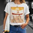 Lake Ontario Canoe Fishing Light House Sunset Retro Raglan Baseball Tee T-Shirt Gifts for Her Lake Ontario Canoe Fishing Light House Sunset Retro Raglan Baseball Tee T-Shirt Gifts for Her