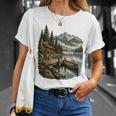 Lakeside Canoe Cabin Escape Scene T-Shirt Gifts for Her