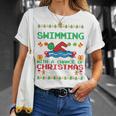 Swimming Christmas Party Swim Swimmer Christmas Ugly Style T-Shirt Gifts for Her Swimming Christmas Party Swim Swimmer Christmas Ugly Style T-Shirt Gifts for Her