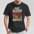 Muay Thai Fighter Eat Sleep Repeat Lifestyle Training T-Shirt Unique Gifts