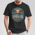 National Park Voyageurs Retro Sunset Canoe Paddling Badge T-Shirt Unique Gifts National Park Voyageurs Retro Sunset Canoe Paddling Badge T-Shirt Unique Gifts
