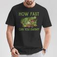 Swimmer Crocodile Swimming Humor How Fast You Can Swim T-Shirt Unique Gifts