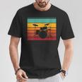 Women's Retro Drum Kit Silhouette With Color Stripes T-Shirt Unique Gifts