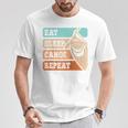 Eat Sleep Canoe Repeat Vintage Canoeing Canoeist Men Boys Raglan Baseball Tee T-Shirt Unique Gifts