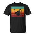 Women's Retro Drum Kit Silhouette With Color Stripes T-Shirt, trending gift