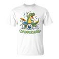T-Rex Drumming With Drum Kit And Musical Notes T-Shirt, trending gift T-Rex Drumming With Drum Kit And Musical Notes T-Shirt, trending gift