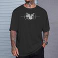 ECG Heartbeat Music Lovers Drumsticks Drum Kit T-Shirt Gifts for Him ECG Heartbeat Music Lovers Drumsticks Drum Kit T-Shirt Gifts for Him