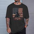 Patriotic Drum Kit Silhouette American Flag T-Shirt Gifts for Him